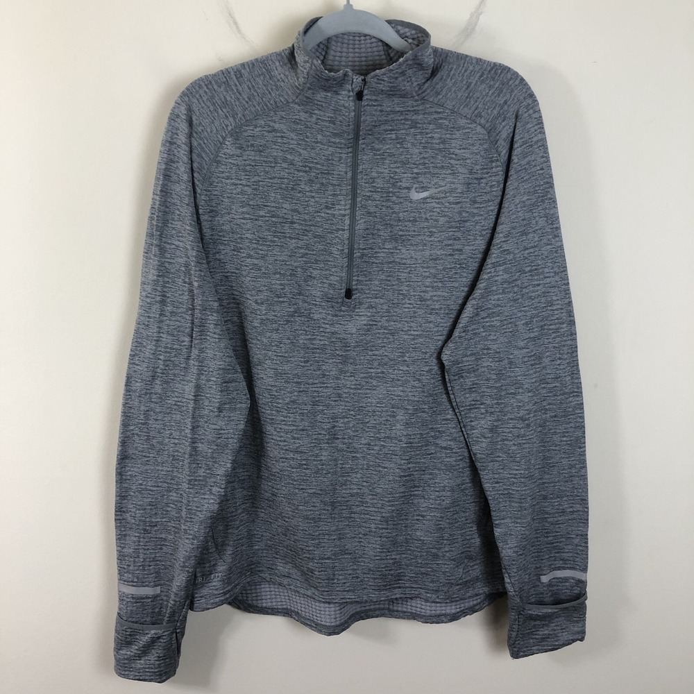 Nike Dri-Fit 1/4 Zip Performance Light Pullover Sweatshirt Women's Sz L Gray
